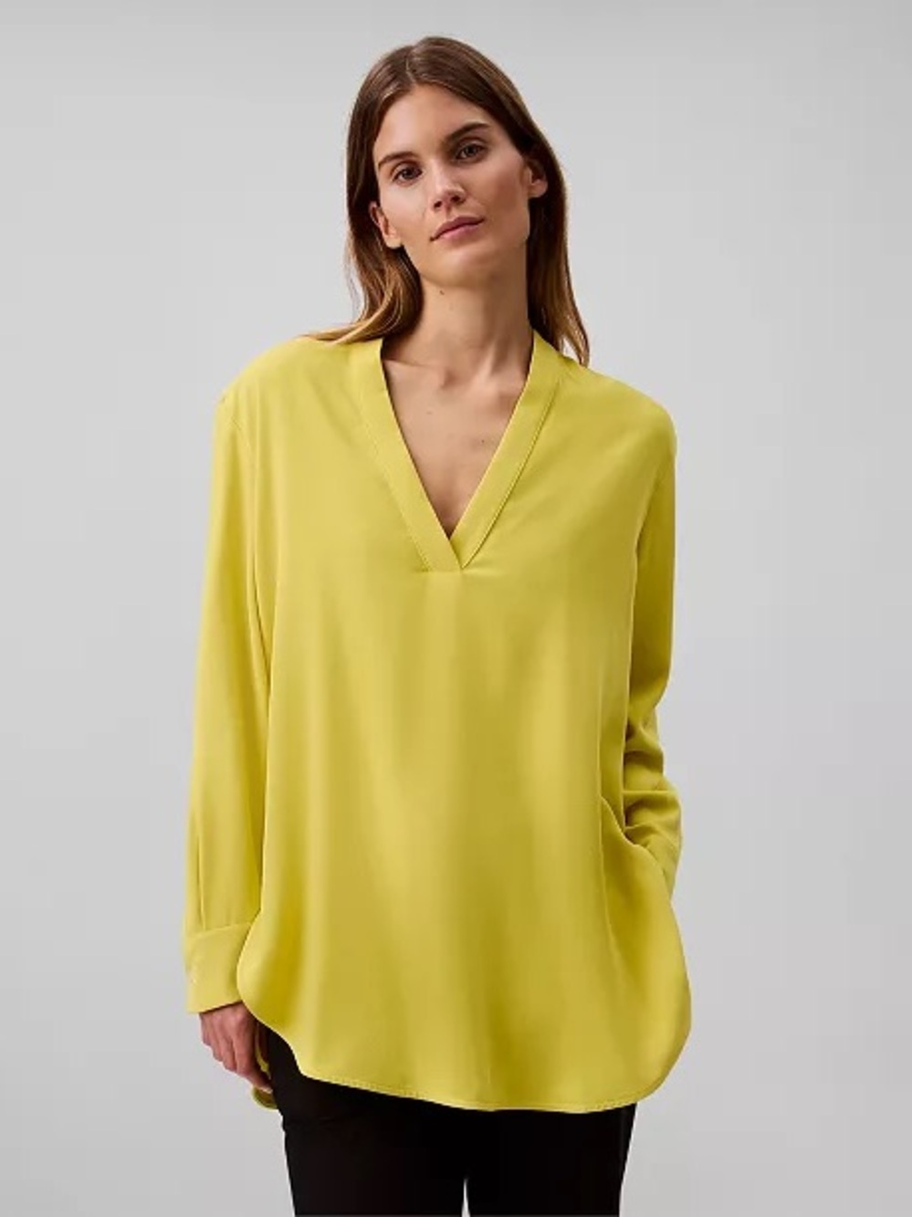Calvin Klein Women's Relaxed V-Neck Popover Tunic Warm Olive Size XL NWT